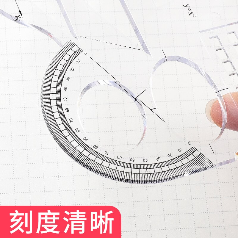 Multifunktionelle geometriske figurer lineal skole tilbehør hul matematik studie tegning ellipse cirkel skabelon lineal