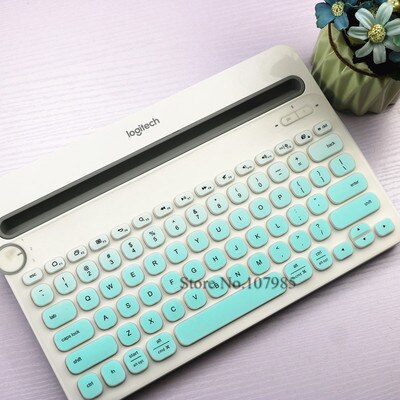 Tastatur Abdeckung Schutz Für Logitech K480 Bluetooth Multi-Gerät Tastatur Silikon Staubdicht kabellos Schreibtisch Staub haut Film: GradientSkyblue