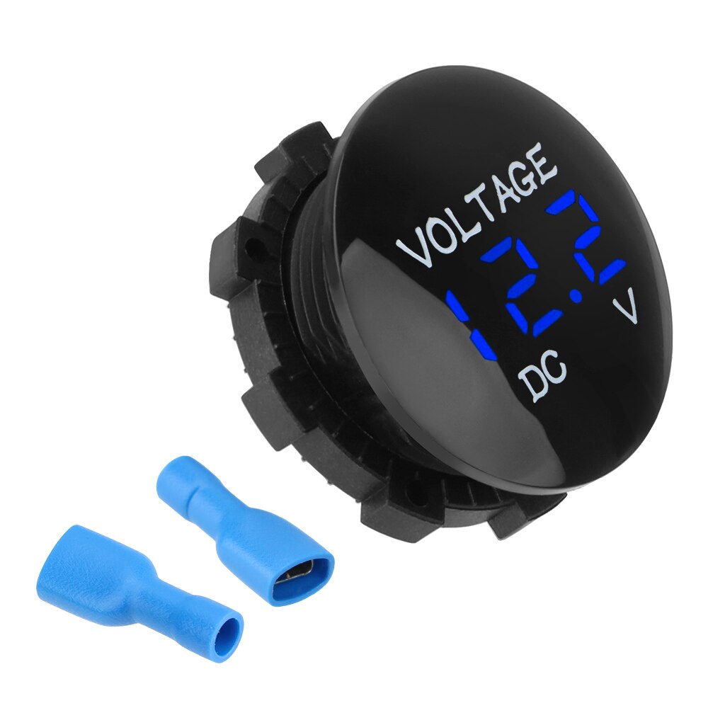 12V/24V Led Digitale Voltmeter Ronde Panel Waterdicht Voltage Gauge Meter Batterij Volt Tester Met Digitale Display voor Auto Boot: Blauw