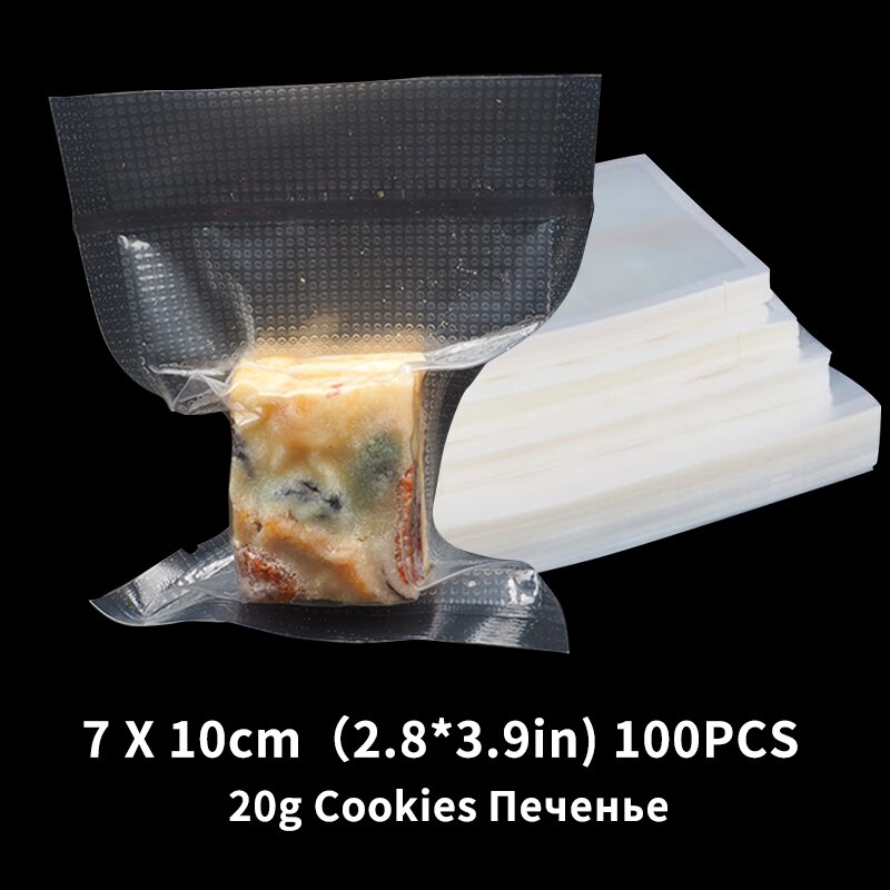 100PCS /Lot Vacuum Bags For Food BPA-Free Storage Film Heated& Freezer Bags Kitchen Food Grade Packaging Bag For Vacuum Sealer: 7-10cm100pcs