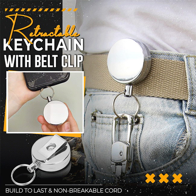 1PC Retractable Keychain With Belt Clip Pull Key Ring ID Badge Lanyard Name Tag Card Holder Recoil Reel Belt Clips Keychain