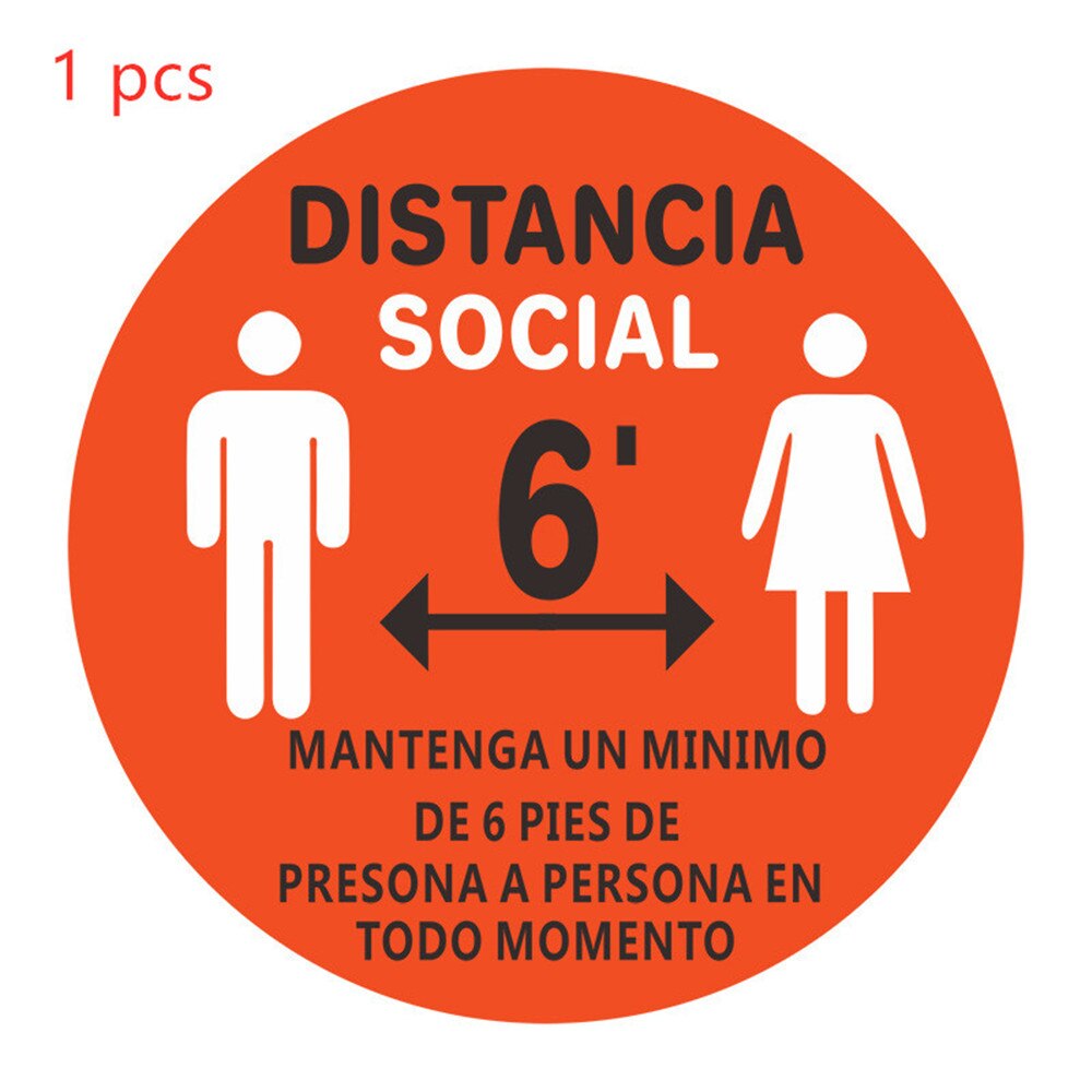 Social Distance Floor Stickers Non-Slip Waterproof Self Adhesive Floor Signs Stickers for Hospital Shopping Malls Bathroom Publi: E 1PC