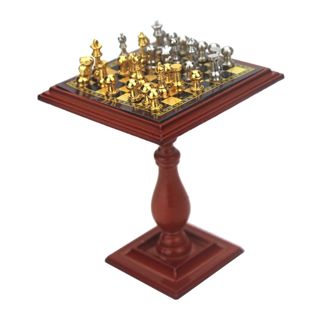 1/12 in miniatura di Scacchi Magnetico impostato Da Tavola Casa di Bambola Giochi Di Imitazione Giocattoli Decorazione