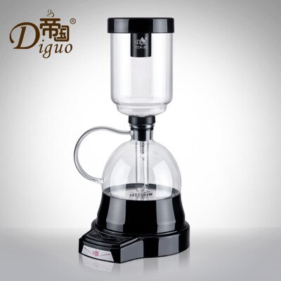 Cafetière électrique Siphon Style japonais 3 tasses machine à café sous vide infuseur goutte à goutte thé Siphon verre Pot filtre ue prise américaine: BLACK / EU