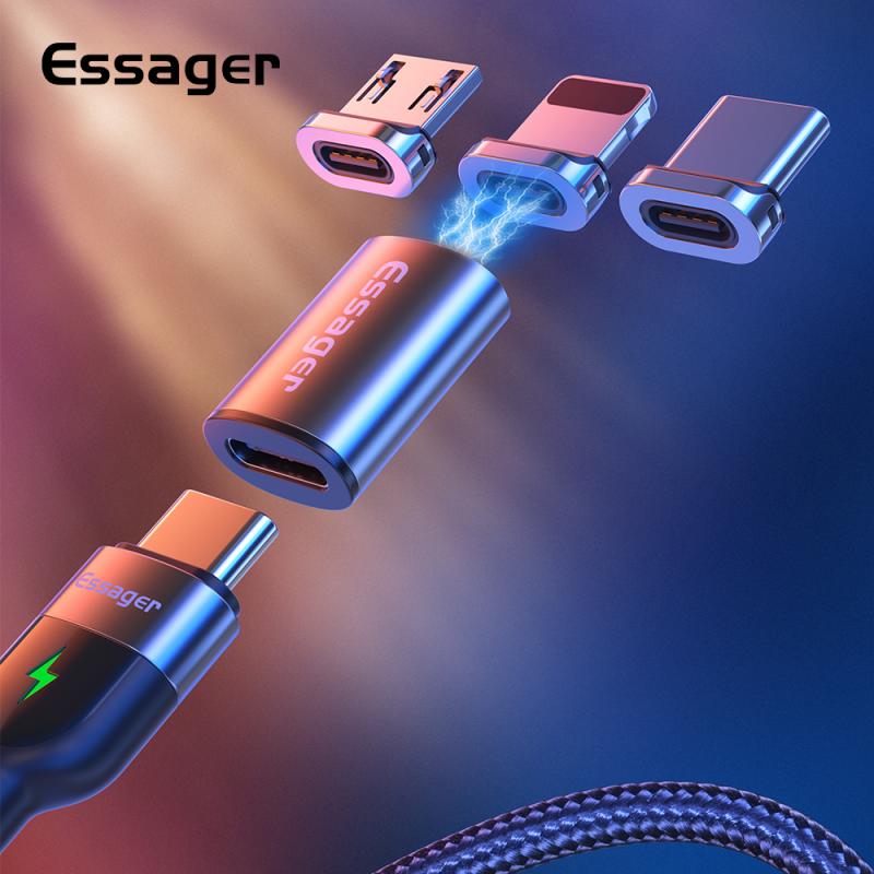 Essager Usb Type C Magnetische Adapter Voor Iphone Samsung Usb C Female Naar Micro Usb Male Magneet USB-C Type-C Converter Otg Usb C