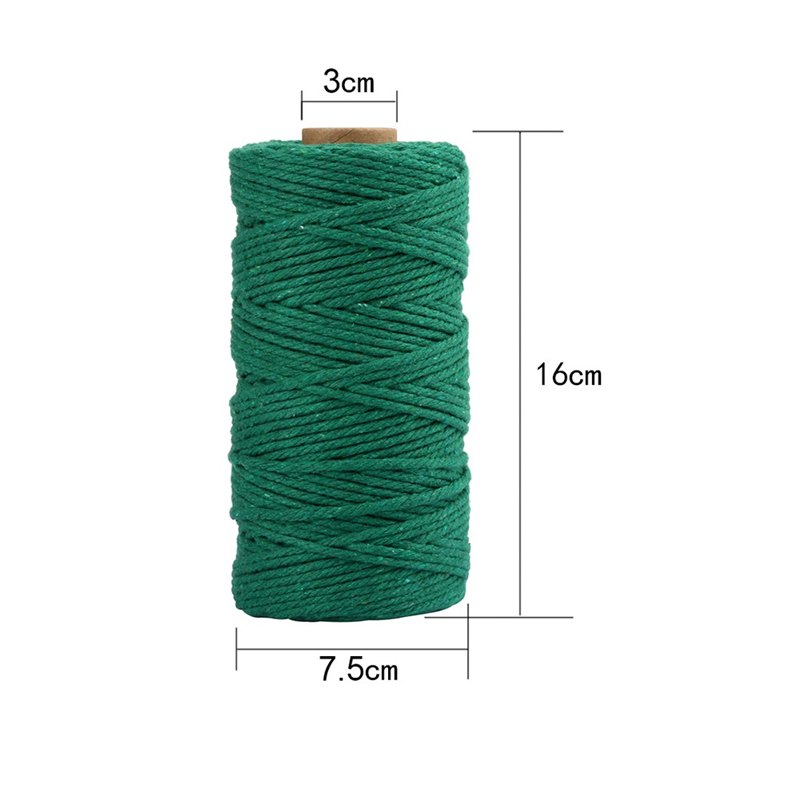 Cordon coloré 100% coton de 3mm, cordelette pour macramé artisanal, accessoire décoratif pour de mariage, 100 mètres/rouleau