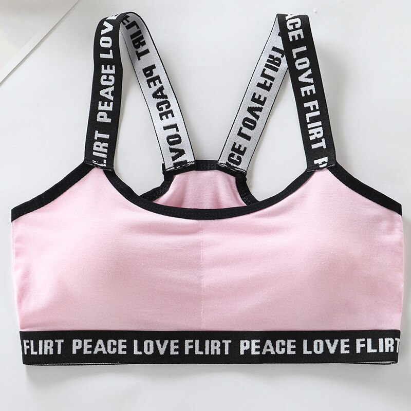 Bras for Teen Girls 12 Years Old Kids Underwear Puberty Camisole Cross Back Girls Underwear Tube Top Padded Traing Bras 14: Roze