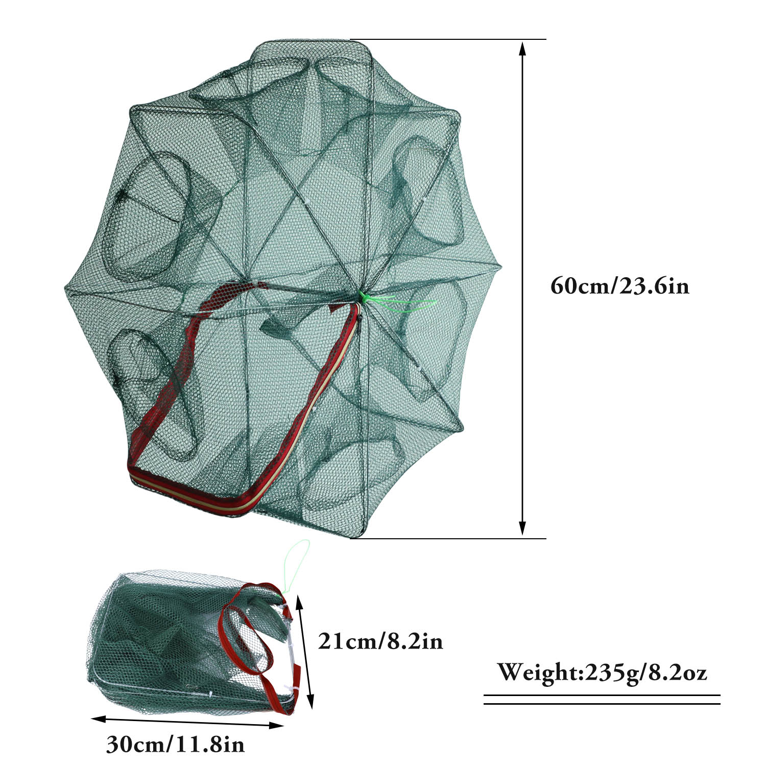 Sougayilang Folding Zipper Fishing Net Stainless Steel Bracket Foldable Catch Fish Trap for Fishes Shrimp Fishing Net
