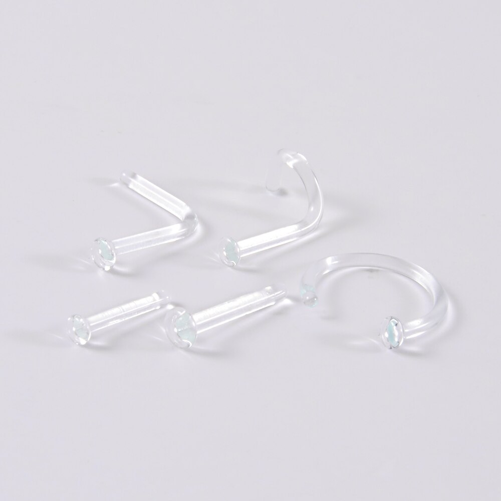 1Pc Glas Transparant Neus Stud Rechte Neus Ring Retainer Houder Neus Hoop Ring Body Piercing Sieraden 18G