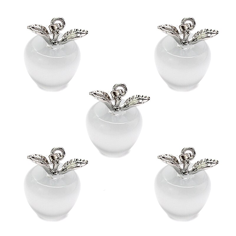 4 Colors Red White Faux Opal Apple Shape Pendant Diy Necklace Charms Without Chain for Girl Jewelry 2Pcs: 4