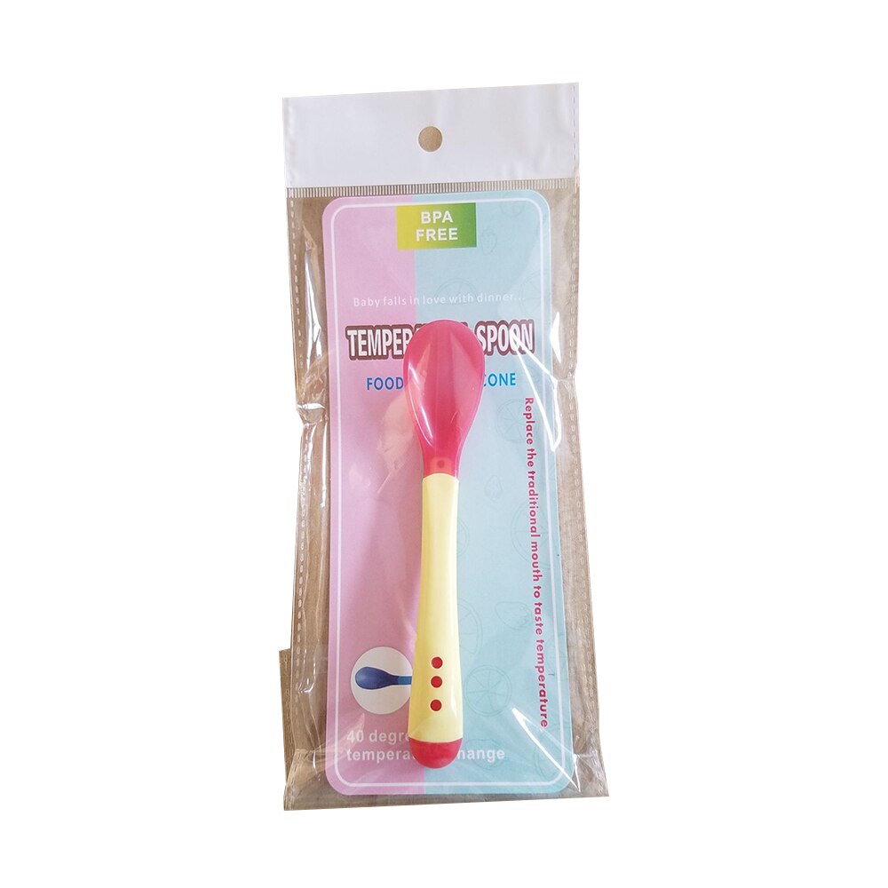 Cucharas con sensor de temperatura para niños, cucharas sensibles a la temperatura, vajilla para aprender a comer para bebé, vajilla de alimentación para chico: Amarillo