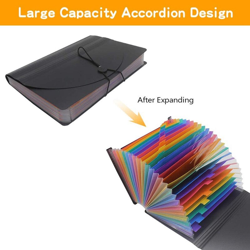 24 Compartments Document Folder, Sorting Folder with Lid, Expandable File Folder, Document Organizer for Filing