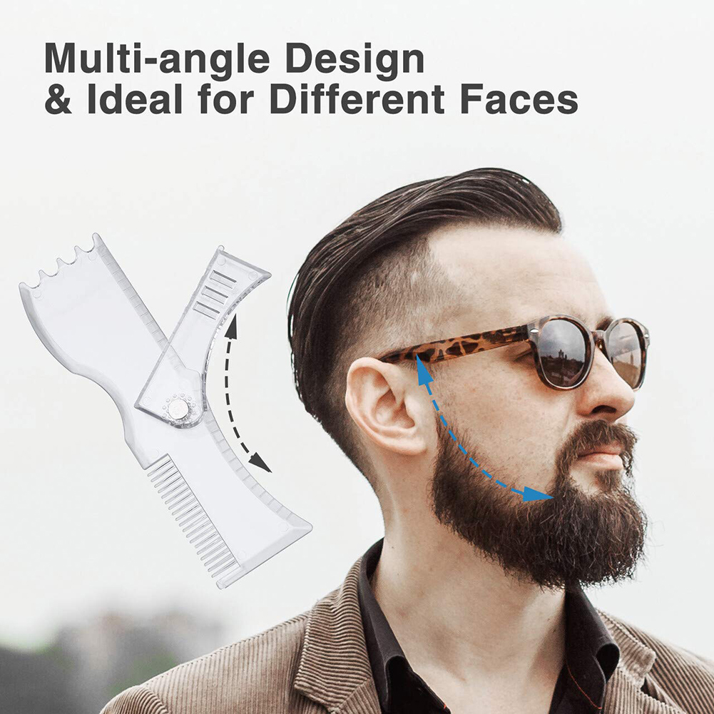 Baard Shaper Kit Verstelbare Baard Stencil Tool Voor Mannen 3 In 1 Baard Gids Vormgeven Styling Tool Roterende Snor Sjabloon Liniaal