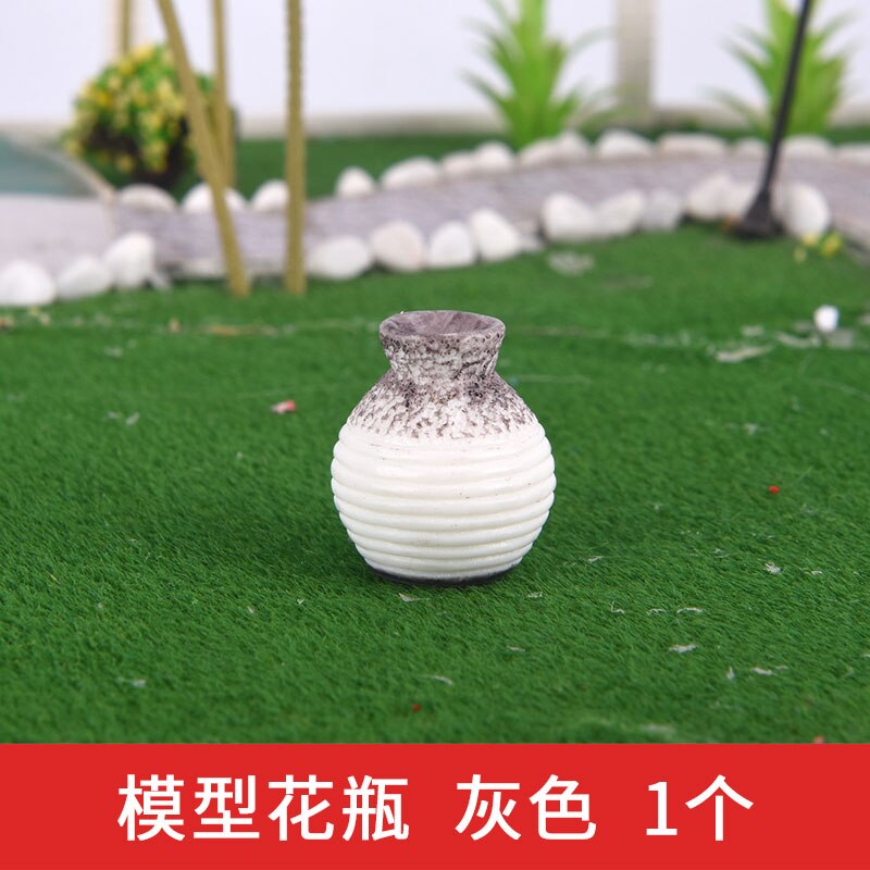 Miniatyrplast modell vaser blomsterbeholder modell dukkehus vase modell tilbehør dekorasjon til husmodeller: Grå