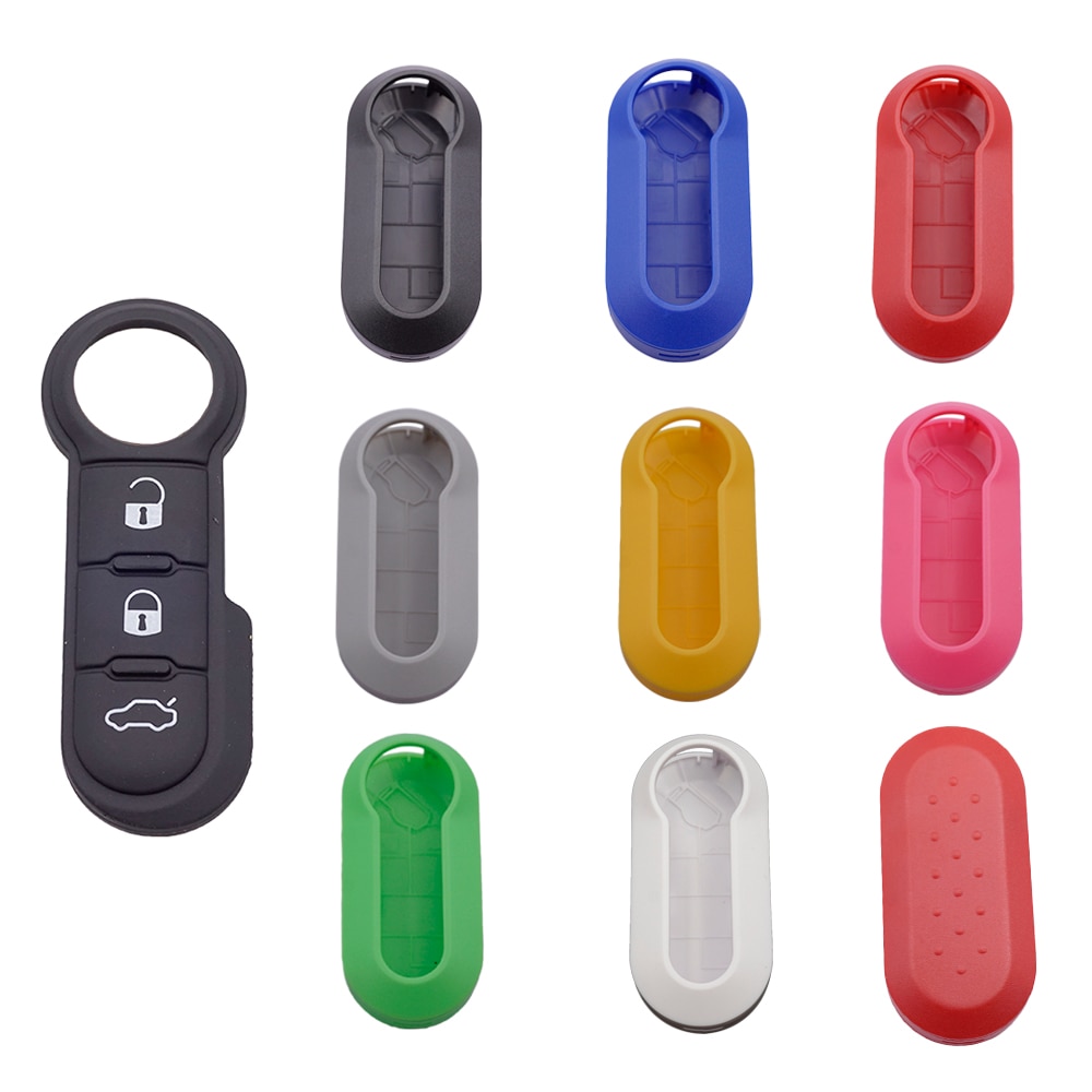 Cocolockey-Funda de mando a distancia para coche, almohadilla de reemplazo para Fiat 500, Panda Punto Bravo, almohadilla con botón de goma, 3 botones