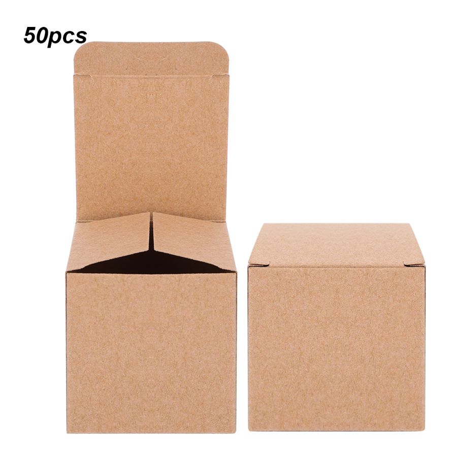 50PCS Kraft Papier Box Boxen Falten Retro Boxen Handwerk Karton Set für Weihnachten Hochzeit Geburtstag Papier verpackung
