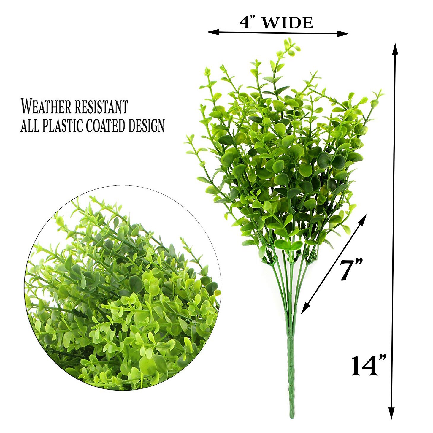 Artificial Shrubs (8-Pack); Faux Plastic Leafy Green Imitation Boxwood Plants for Decorating Indoor Outdoor