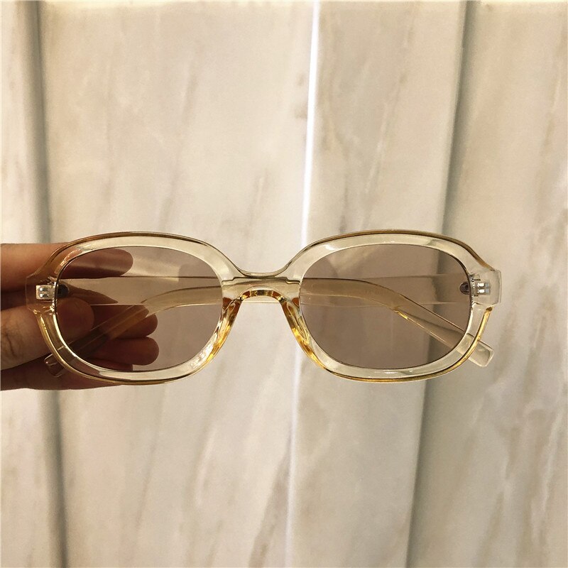 Vem sötnos trendiga 90s solglasögon dammärke retro oval båge solglasögon nyanser korea stil sunnies kvinnlig  s161: C7 gult te