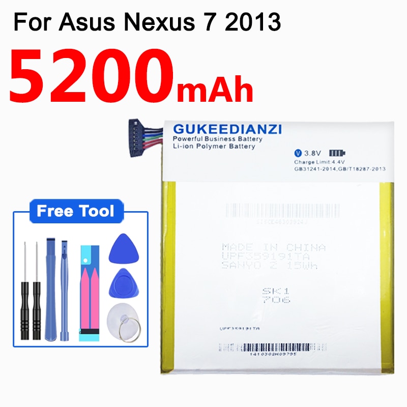 Gukeedianzi 5200Mah C11P1303 Vervangende Batterij Voor Asus Google Nexus 7 "7 Ii 2 2nd Gen ME571 ME57K ME57KL K009 K008 Gereedschap