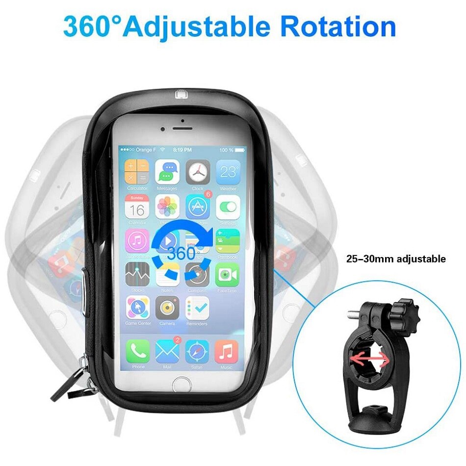 Waterdichte Fiets Motorfiets Telefoon Houder Fiets Telefoon Touch Screen Zak 6.4Inch Fiets Stuur Houder Voor Iphone 12Pro Samsung