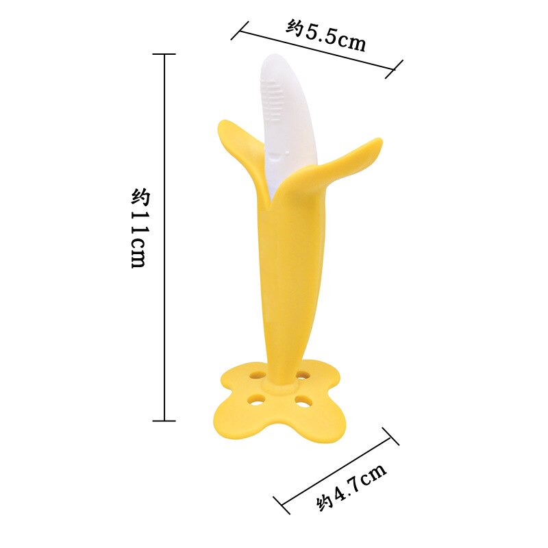 Banana Toothbrush Sucker Base Toothbrush Baby Silicone Soft Floss Molar Toothbrush Infant Bite Brush