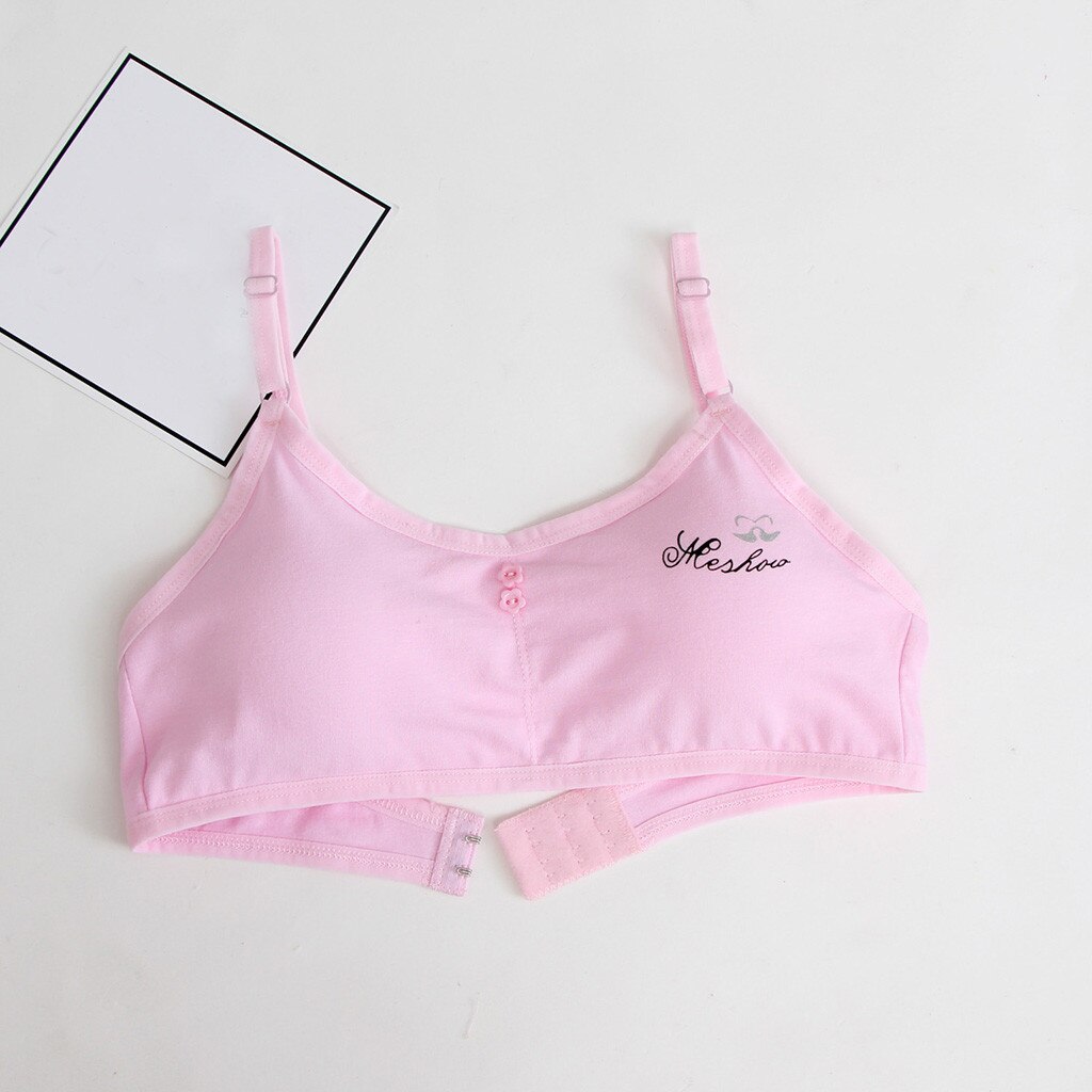 Bra for Kids Girls Cotton Training Bra Underwear Adjustable Bra Vest Children Underclothes Teenagers Girls Undies Clothes: Pink