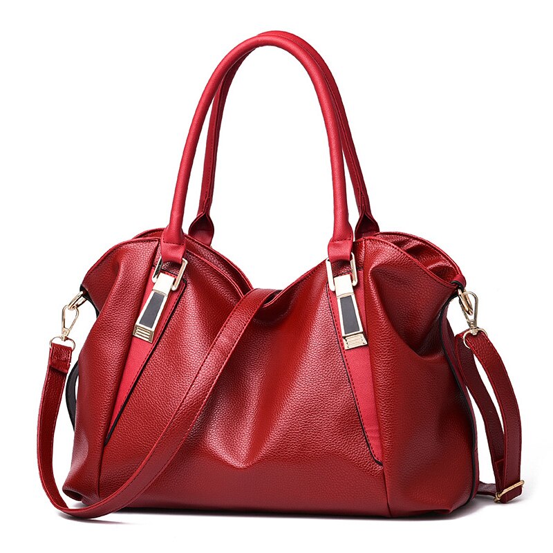 Herald kvinder håndtaske kvindelige pu læder tasker håndtasker damer bærbar skuldertaske kontor damer hobos taske totes: Rød