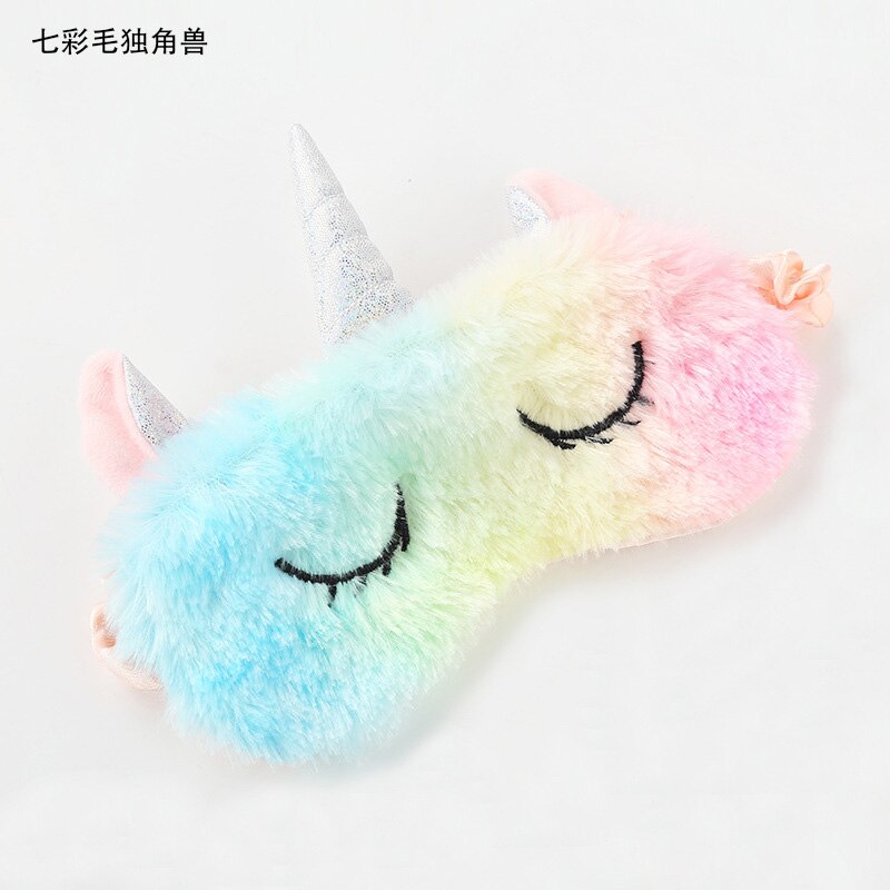 Mascarilla de Ojos de unicornio para dormir, 1 Uds., cubierta de felpa para sombra de ojos, venda visera, viaje, casa, niños, de cumpleaños: Colorful