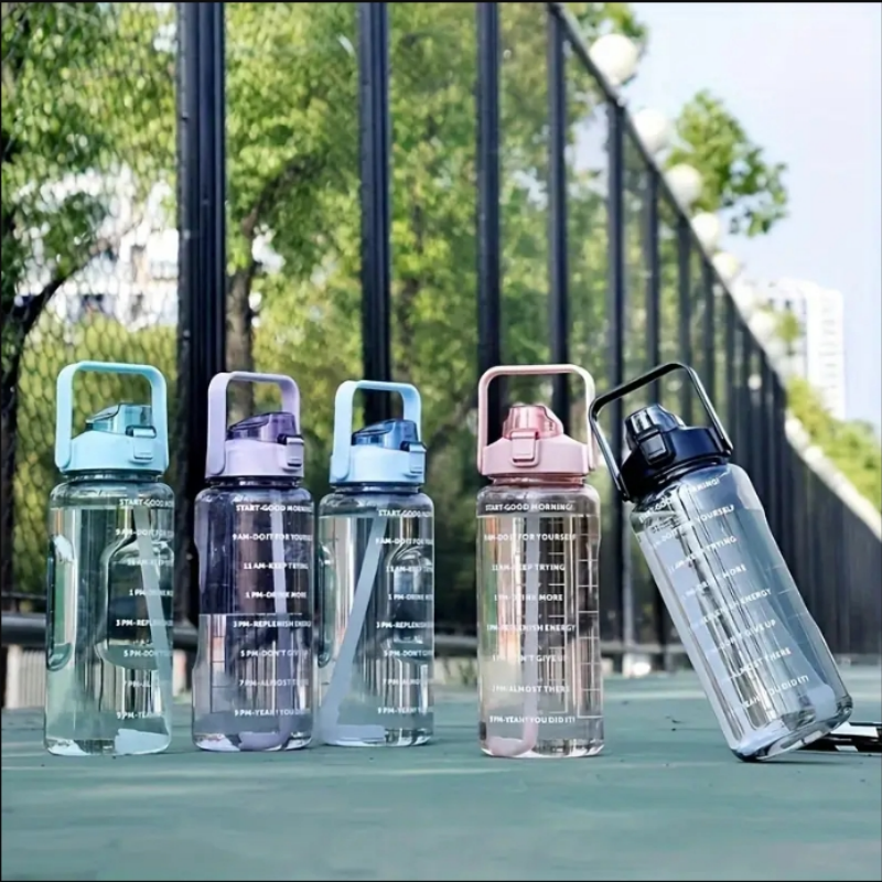 Butelka na wodę 1L bez BPA] 1 szt. Butelka na wodę PPSU z oznaczeniem czasu, słomką i uchwytem - Duża pojemność, dzbanek na wodę bez BPA