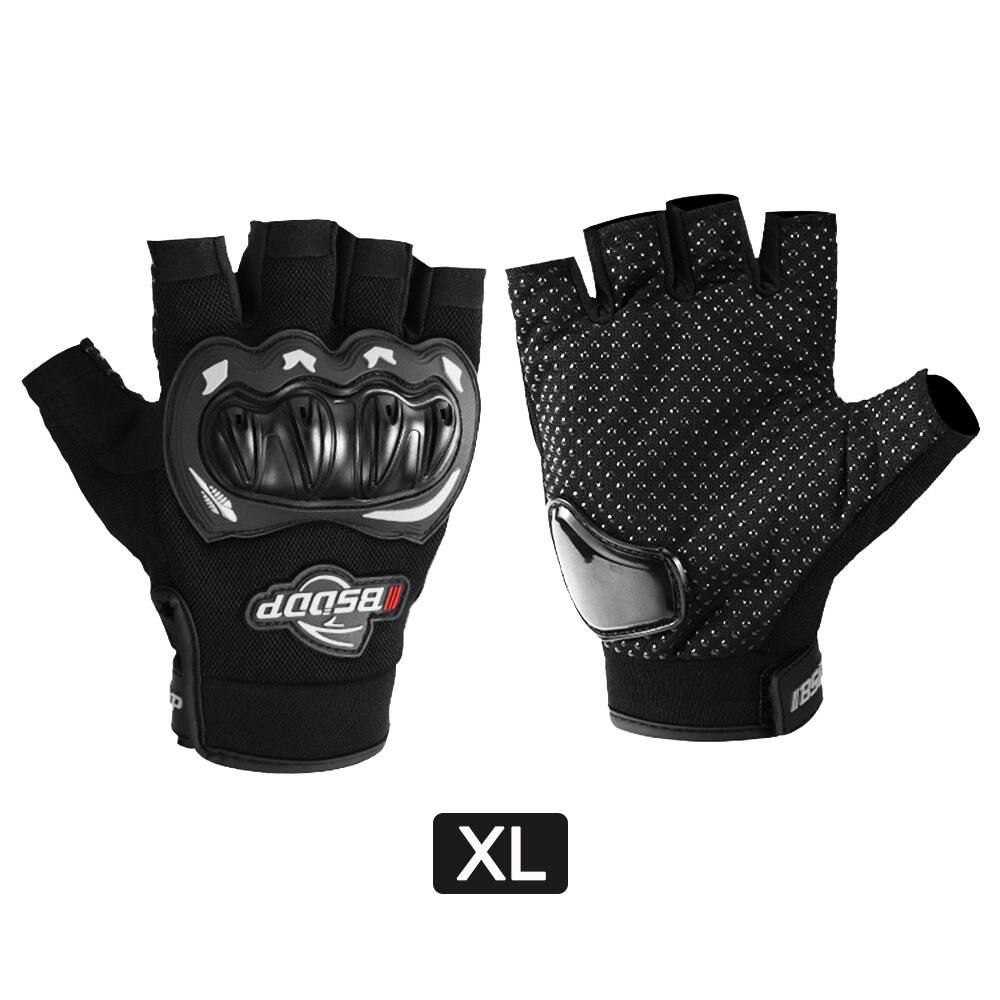 Motorcycle Half Finger Glove Motorbike Motocross Moto Hard Knuckle Fingerless Riding Biker Protective Gear gloves: W-XL