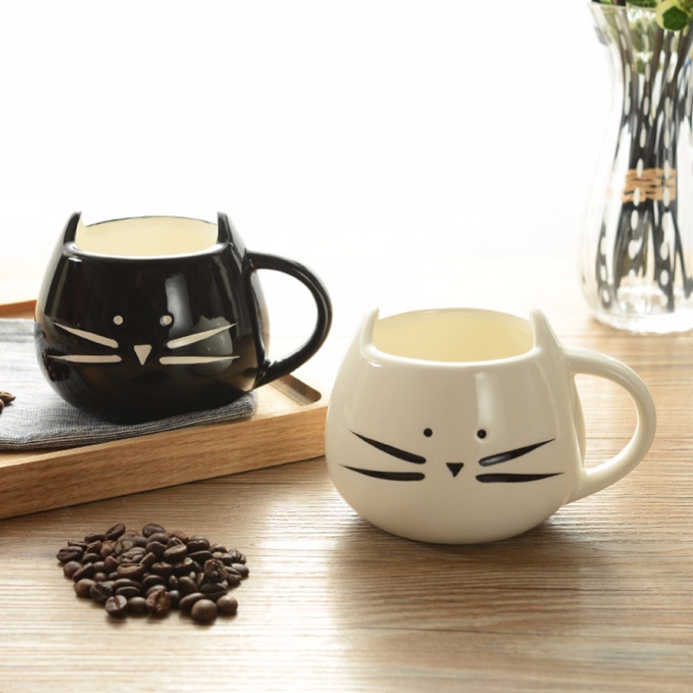 Taza de cerámica blanca/negra para parejas, taza para amantes, café, leche, 420ml