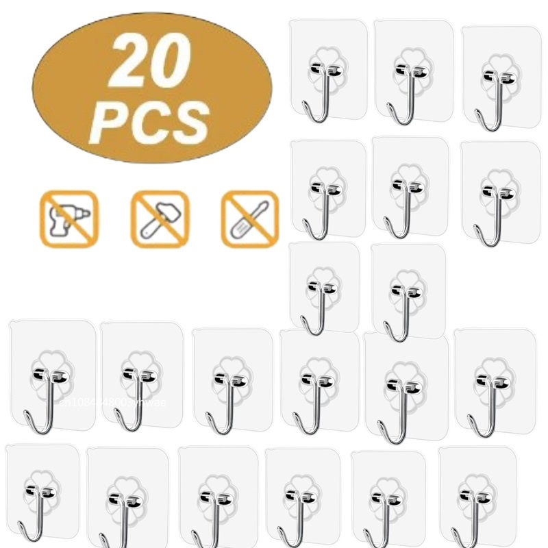 1-20 Stuks Badkamer Haak Transparante Muur Haken Hangers Zelfklevende Deur Muur Hangers Haken Voor Sleutel Tas Keuken bad Accessoires: Licht Geel