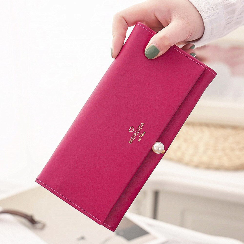 ! Women Long Wallet Casual Pearl Hasp Wallet Clutch Bag Card Holders Handbag