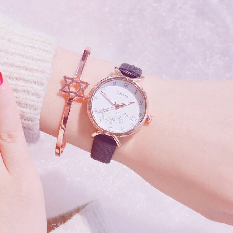 Montre lumineuse pour enfants de marque ulzzang, montres pour filles, montres pour enfants, horloge à quartz en cuir, dessin animé mignon pour étudiants