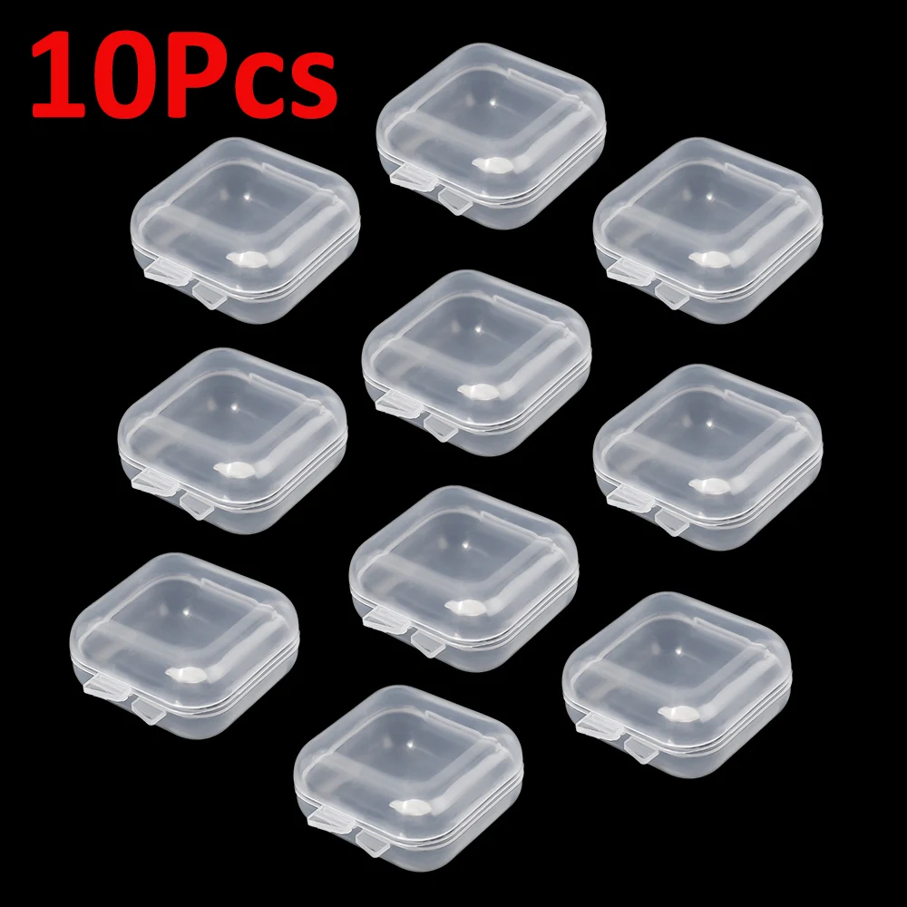 Mini Storage Box Transparent Square Plastic Boxes Earrings Jewelry Packaging Storage Small Square Box Jewelry Organizer: green