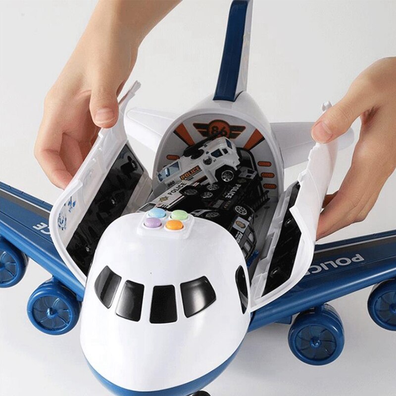 Kinderen Speelgoed Vliegtuigen Jongen Baby Oversized Muziek Track Inertie Speelgoed Auto Vliegtuig Passagier Model Grote Opslagruimte, Lichtblauw