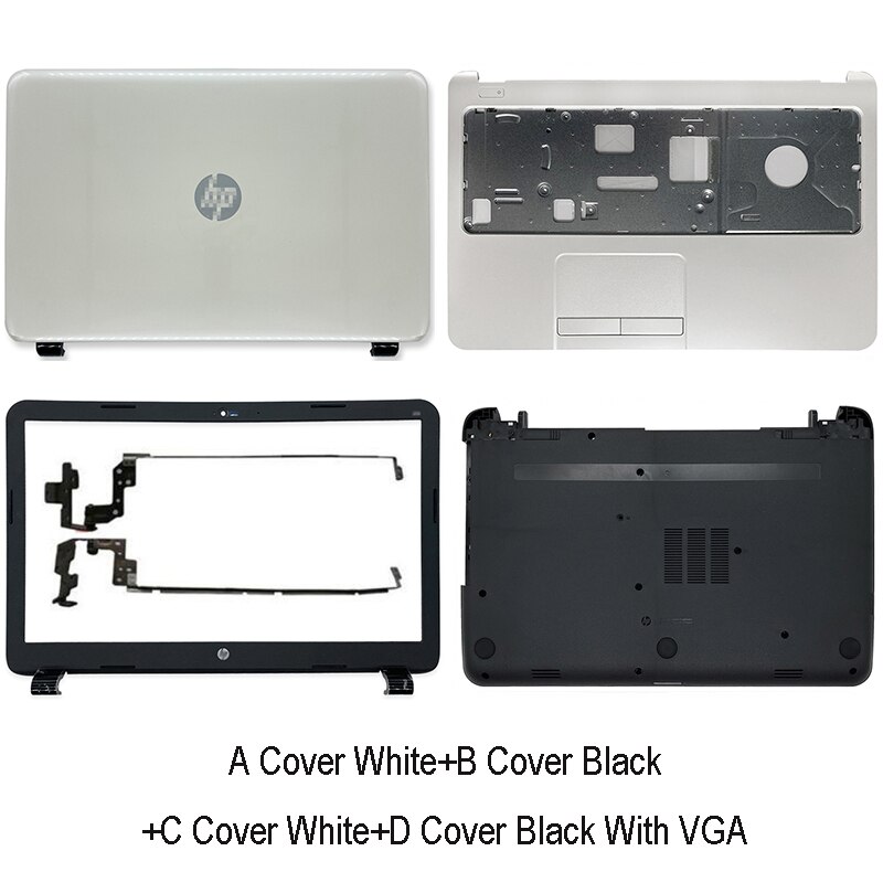 Nowy LCD do laptopa tylna pokrywa dla HP 15-G 15-R 15-T 15-H 15-Z 250 G3 255 G3 pokrywa przednia wielkie litery podpórce pod nadgarstki dolna pokrywa podnóżek A B C D biały