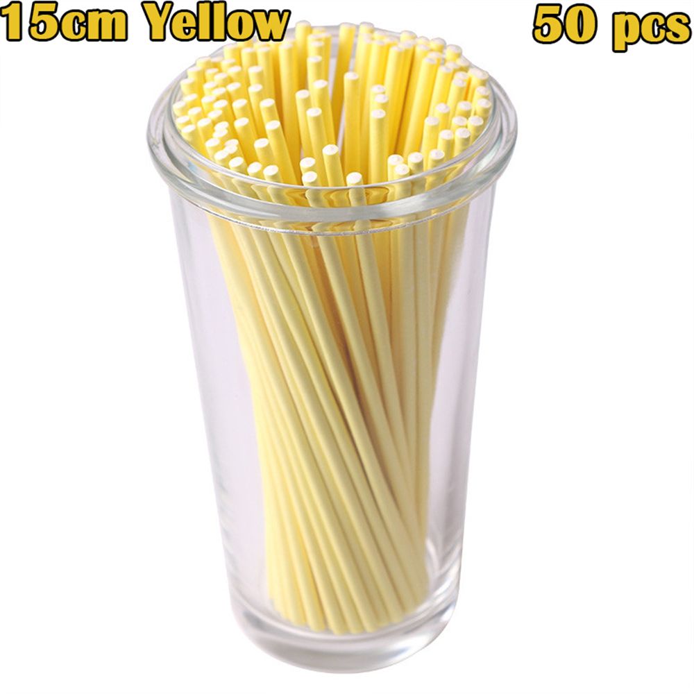 Bâtons couleur bonbon, bricolage, sucre artisanal, ventouses, papier solide, ventouse, 50 pièces/lot, 4 "/6": Yellow  15cm