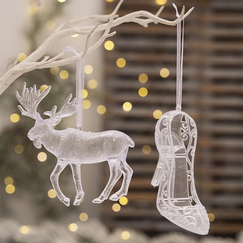 Kerst Acryl Ornamenten Hangbare Kerst Ornament Kerstversiering Decoraties Set Van 6 Hanteerbare Rendieren Hoge Hakken