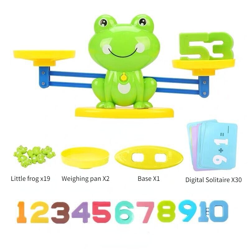 Balance Math Game Educational Toys STEM Learning Material Counting Toys - Fun Scale Balancing Toy Set for 3 + Years Old: Frog green B