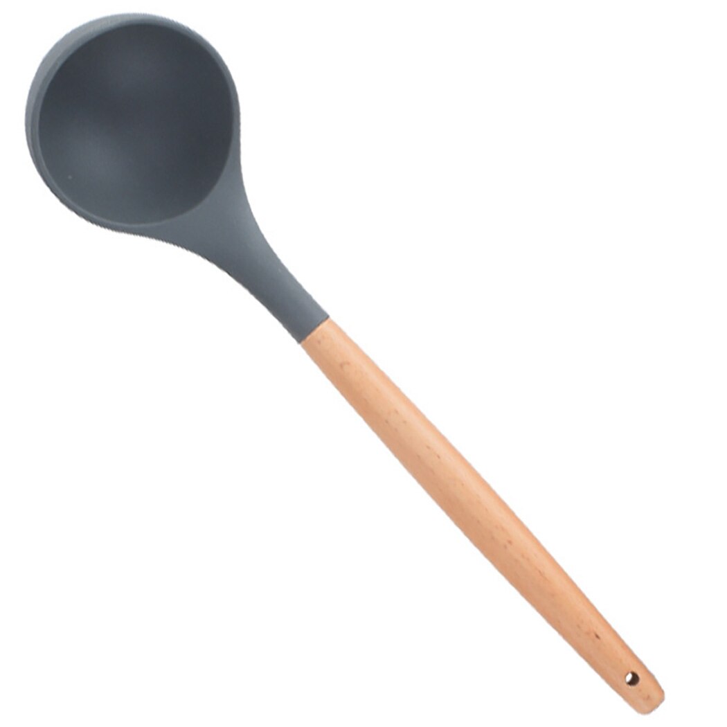 Eco-Friendly Cooking Utensil Wooden Handle Kitchenware Non-Stick Silicone Cookware Heat Resistant Kitchen Utensil Cooking Tools: 4