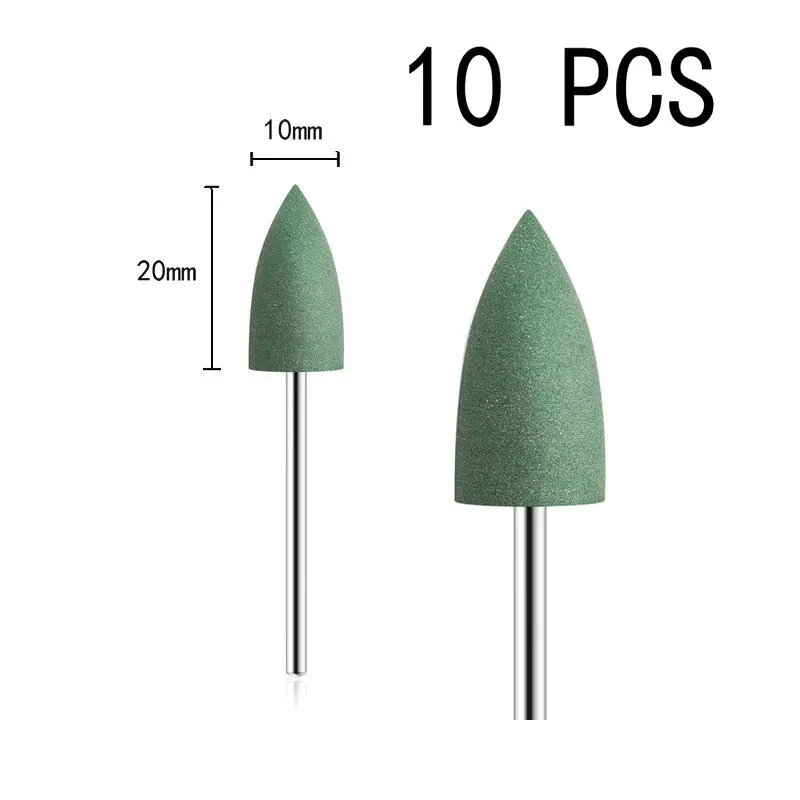 10 teile/satz Silikon gummi Polierer Schleifen Kopf 2,35mm Schaft Nagel bit Nagel Elektrische Maniküre Bohrer Maschine Zubehör