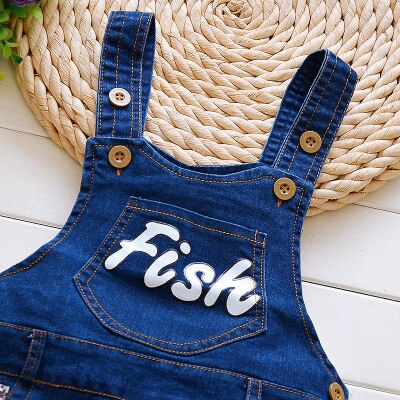 Lente Herfst Baby Jongens Denim Overalls Brief Print Baby Meisjes Jongens Jeans Rompertjes Bib Voorschoolse Kinderen Jeans Jumpsuits Kleding