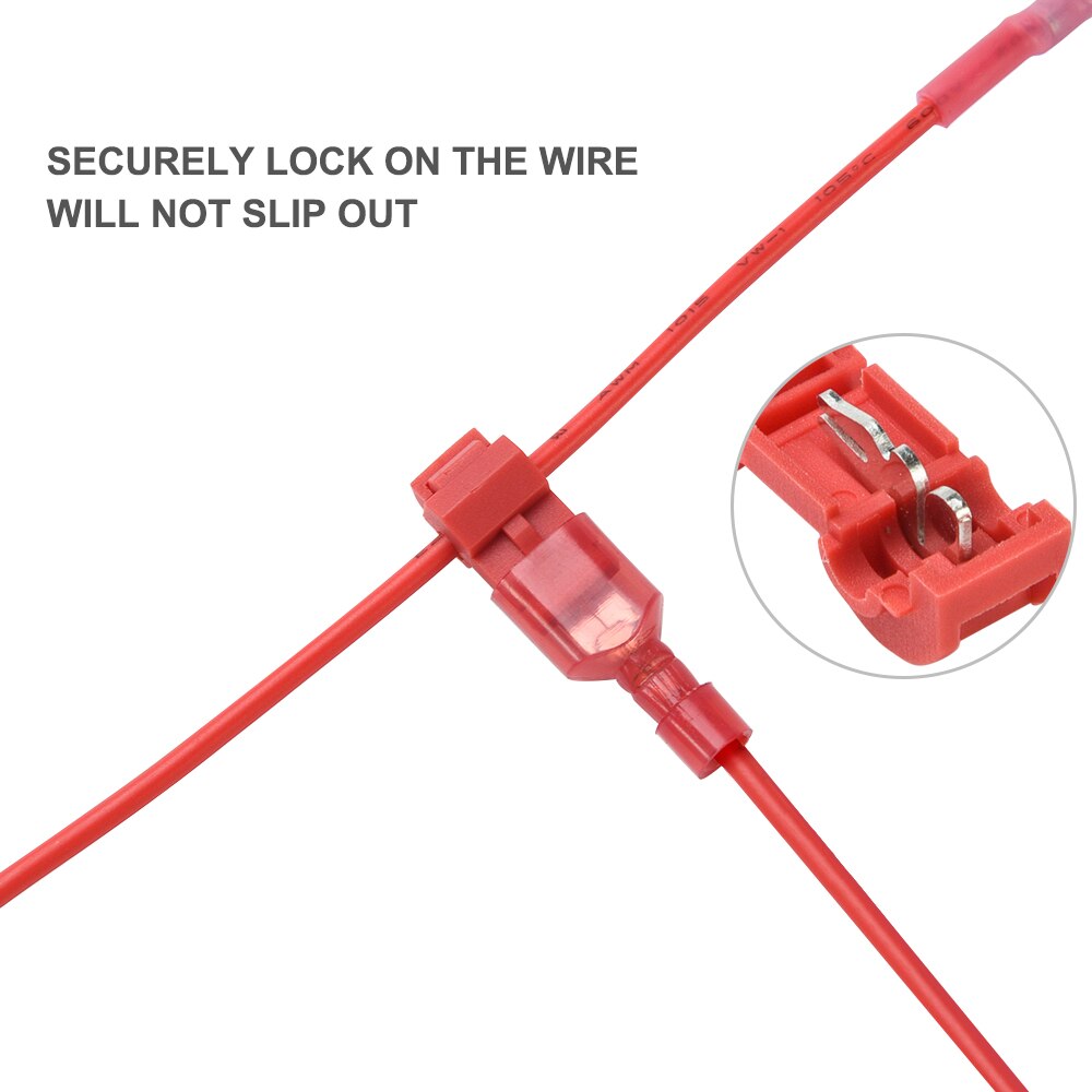 MICTUNING Self-stripping Electrical Fully Insulated Male Disconnects Kit Quick Splice T-Tap Wire Terminals Spade Connectors Set