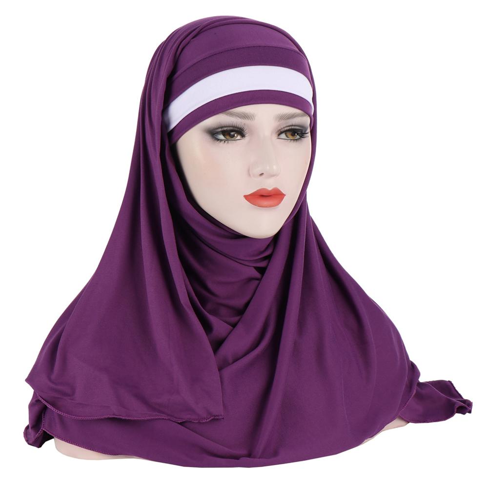 Bufandas musulmanas de dos colores para mujer, hiyab de doble bucle, bufanda deslizante, para tirar sobre el crepé, práctica bufanda estilo chal, novedad de