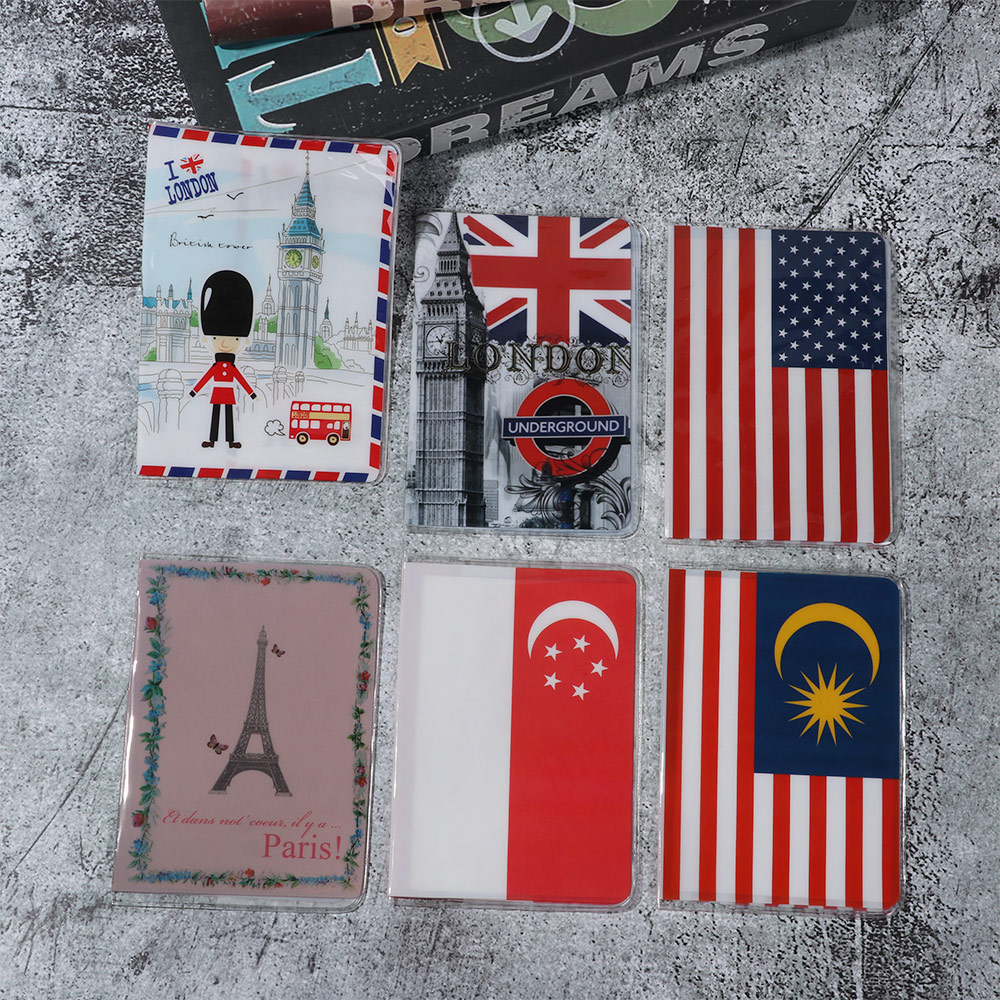 1Pc Passport Cover Card ID Holders Women Men Travel PVC Document Folder Passport Package Eiffel Tower Passport Holders