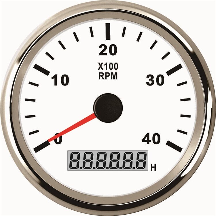 85mm Tachometer 4000RPM With Hourmeter Truck Car Boat Tacho RPM Meter Gauge REV Counter With Red Backlight: WS