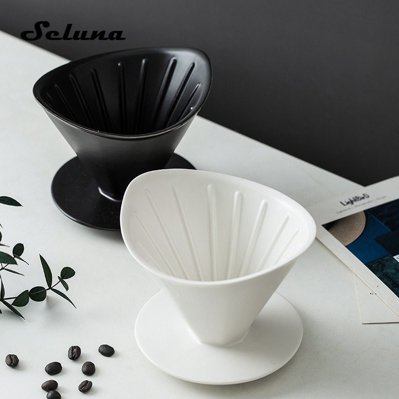 Japanese Style 2cups Hand Drip Coffee Filter Pour Over Coffee Brewer Cup and Saucer Ceramic Coffee Tea Mug Espresso Cup