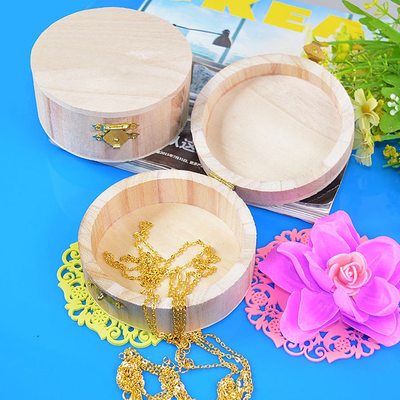 Natural Wood Small Wooden Box with Lid and Lock Jewerally Storage Box Wedding Table Box Makeup Organizer Box