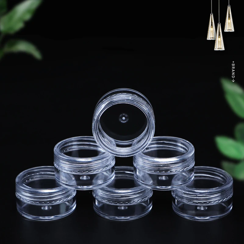 100 stuks 2g/5g/10g lege plastic potjes, transparante proefpotjes voor oogschaduw, crème, lippenbalsem, draagbare make-uppotjes